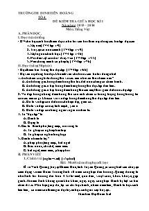 Đề kiểm tra giữa học kì I Tiếng việt Lớp 4 - Năm học 2013-2014 - Trường Tiểu học Đinh Tiên Hoàng