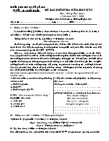 Đề kiểm tra giữa học kì I Toán Lớp 3 - Năm học 2013-2014 - Trường Tiểu học Chiến Thắng