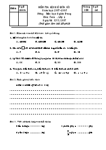 Đề kiểm tra giữa học kì I Toán Lớp 4 - Năm học 2007-2008 - Trường Tiểu học Nghĩa Trung