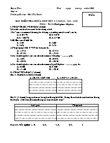 Đề kiểm tra giữa học kì I Toán Lớp 4 - Năm học 2008-2009 - Trường Tiểu học Bùi Thị Xuân