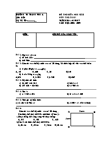 Đề kiểm tra giữa học kì I Toán Lớp 4 - Năm học 2008-2009 - Trường Tiểu học Thanh Phú A