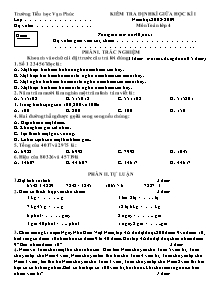 Đề kiểm tra giữa học kì I Toán Lớp 4 - Năm học 2008-2009 - Trường Tiểu học Vạn Phúc