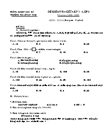 Đề kiểm tra giữa học kì I Toán Lớp 5 - Năm học 2008-2009 - Trường Tiểu học Lê Văn Tám