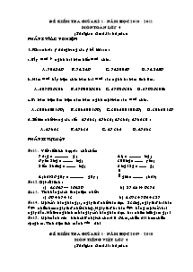 Đề kiểm tra giữa học kì I Toán, Tiếng việt Khối 4 - Năm học 2010-2011