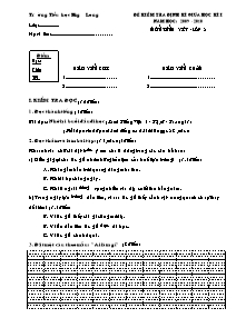 Đề kiểm tra giữa học kì I Toán, Tiếng việt Lớp 3 - Năm học 2009-2010 - Trường Tiểu học Hưng Long