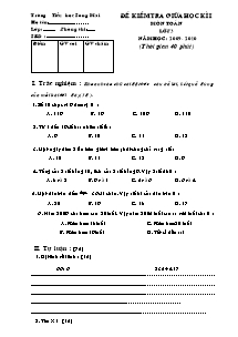 Đề kiểm tra giữa học kì I Toán, Tiếng việt Lớp 3 - Năm học 2009-2010 - Trường Tiểu học Song Mai