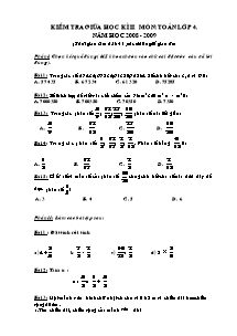 Đề kiểm tra giữa học kì II môn Toán Lớp 4 - Năm học 2008-2009