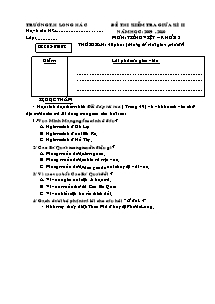 Đề kiểm tra giữa học kì II Tiếng việt Khối 3 (Đề chính thức) - Năm học 2009-2010 - Trường Tiểu học Long Hà C