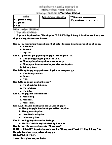 Đề kiểm tra giữa học kì II Tiếng việt Khối 4 - Năm học 2009-2010