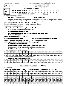 Đề kiểm tra giữa học kì II Tiếng việt Lớp 3 - Năm học 2008-2009 - Trường Tiểu học Vạn Phúc