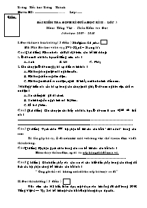 Đề kiểm tra giữa học kì II Tiếng việt Lớp 3 - Năm học 2009-2010 - Trường Tiểu học Trường Thành