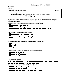 Đề kiểm tra giữa học kì II Tiếng việt Lớp 4 - Năm học 2007-2008 - Trường Tiểu học Bùi Thị Xuân