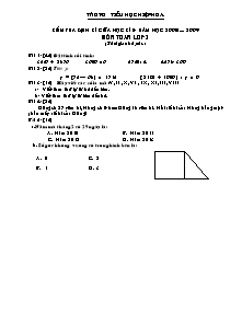 Đề kiểm tra giữa học kì II Toán Lớp 3 - Năm học 2008-2009 - Trường Tiểu học Hiệp Hòa