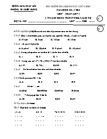 Đề kiểm tra giữa học kì II Toán Lớp 3 - Năm học 2013-2014 - Trường Tiểu học Chiến Thắng