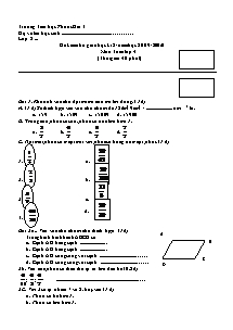 Đề kiểm tra giữa học kì II Toán Lớp 4 - Năm học 2009-2010 - Trường Tiểu học Phước Hải 3