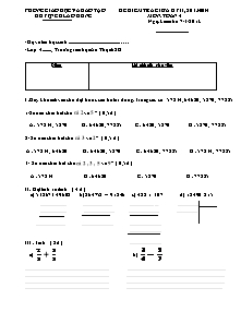 Đề kiểm tra giữa học kì II Toán Lớp 4 - Năm học 2013-2014 - Phòng GD&ĐT Cù Lao Dung
