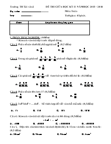 Đề kiểm tra giữa học kì II Toán Lớp 4 - Năm học 2013-2014 - Trường Tiểu học Tài Văn 2