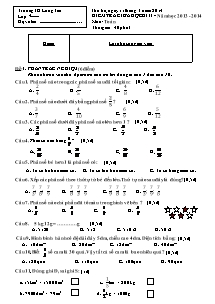 Đề kiểm tra giữa học kì II Toán Lớp 4 - Năm học 2013-2014 - Trường Tiểu học Long Tân