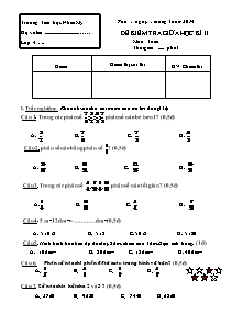 Đề kiểm tra giữa học kì II Toán Lớp 4 - Năm học 2013-2014 - Trường Tiểu học Nhơn Mỹ