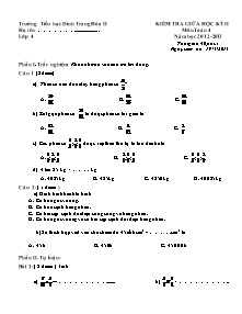 Đề kiểm tra giữa học kì II Toán, Tiếng việt Lớp 4 - Năm học 2012-2013 - Trường Tiểu học Đinh Trang Hòa 2
