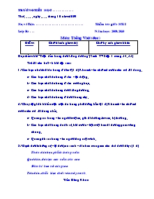 Đề kiểm tra giữa học kỳ I môn Tiếng việt Khối 3 - Năm học 2009-2010