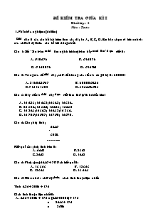 Đề kiểm tra giữa học kỳ I môn Toán Khối 4