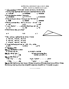 Đề kiểm tra giữa học kỳ I Toán Lớp 4 - Năm học 2013-2014