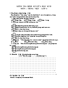 Đề kiểm tra giữa học kỳ II Tiếng việt Khối 4
