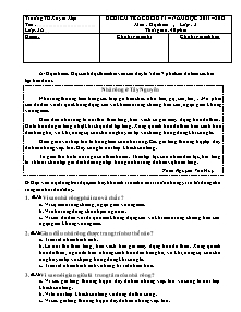 Đề kiểm tra học kì I Đọc hiểu Lớp 3 - Năm học 2011-2012 - Trường Tiểu học Xuyên Mộc