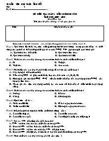 Đề kiểm tra học kì I Khoa học Lớp 4 - Năm học 2009-2010 - Trường Tiểu học Triệu Nguyên