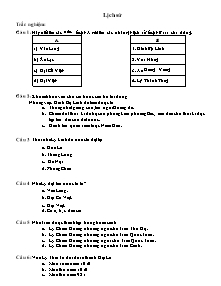 Đề kiểm tra học kì I Lịch sử Khối 4