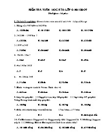 Đề kiểm tra học kì I môn Toán Lớp 4 - Năm học 2008-2009