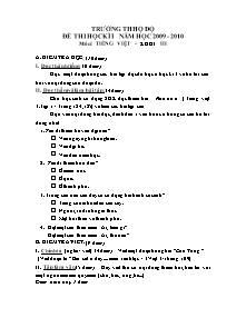 Đề kiểm tra học kì I Tiếng việt Lớp 3 - Năm học 2009-2010 - Trường Tiểu học Hộ Độ