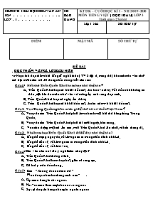 Đề kiểm tra học kì I Tiếng việt Lớp 3 - Năm học 2009-2010 - Trường Tiểu học Chu Văn An