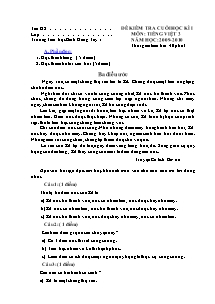 Đề kiểm tra học kì I Tiếng việt Lớp 3 - Năm học 2009-2010 - Trường Tiểu học Bình Hàng Tây 1