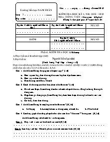 Đề kiểm tra học kì I Tiếng việt Lớp 3 - Năm học 2012-2013 - Trường Tiểu học Nam Trân