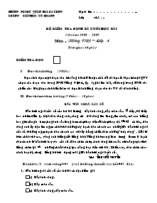 Đề kiểm tra học kì I Tiếng việt Lớp 4 - Năm học 2008-2009 - Trường Tiểu học Tô Hoàng