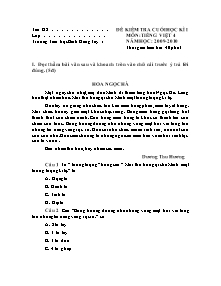 Đề kiểm tra học kì I Tiếng việt Lớp 4 - Năm học 2009-2010 - Trường Tiểu học Bình Hàng Tây 1