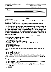 Đề kiểm tra học kì I Tiếng việt Lớp 4 - Năm học 2009-2010 - Trường Tiểu học số 2 Lao Bảo