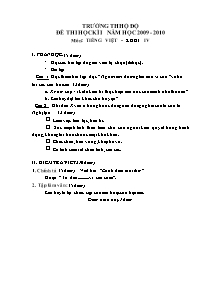 Đề kiểm tra học kì I Tiếng việt Lớp 4 - Năm học 2009-2010 - Trường Tiểu học Hộ Độ
