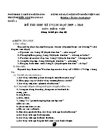 Đề kiểm tra học kì I Tiếng việt, Toán Lớp 4 - Năm học 2009-2010 - Trường Tiểu học Thanh An