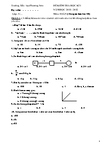 Đề kiểm tra học kì I Toán Lớp 3 - Năm học 2011-2012 - Trường Tiểu học Phương Sơn