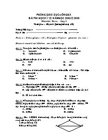 Đề kiểm tra học kì I Toán Lớp 4 - Năm học 2008-2009 - Phòng GD&ĐT Đông Hà