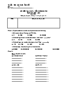 Đề kiểm tra học kì I Toán Lớp 4 - Năm học 2009-2010 - Trường Tiểu học Triệu Nguyên