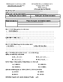 Đề kiểm tra học kì I Toán Lớp 4 - Năm học 2013-2014 - Trường Tiểu học Gia Hưng