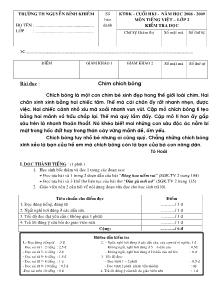 Đề kiểm tra học kì I Toán, Tiếng việt Lớp 2 - Năm học 2008-2009 - Trường Tiểu học Nguyễn Bỉnh Khiêm