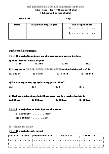 Đề kiểm tra học kì I Toán, Tiếng việt Lớp 4 - Năm học 2013-2014 - Trường Tiểu học Gia Hòa