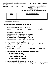 Đề kiểm tra học kì II Địa lí Lớp 4 - Năm học 2013-2014 - Trường Tiểu học Võ Thị Sáu