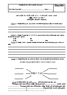 Đề kiểm tra học kì II Khoa học Lớp 4 - Năm học 2008-2009 - Trường Tiểu học số 2 Nhơn Thành