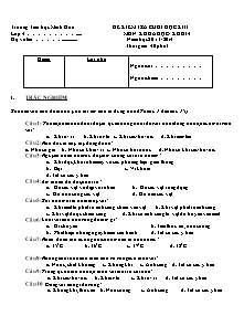 Đề kiểm tra học kì II Khoa học Lớp 4 - Năm học 2013-2014 - Trường Tiểu học Minh Hòa